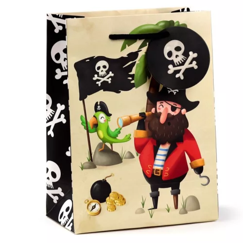 Kalóz Mintás Ajándéktasak 17x9x23 cm - Jolly Rogers