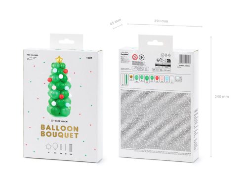 Léggömb csokor - karácsonyfa, mix, 65x161 cm