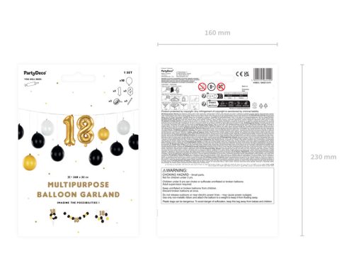 Léggömbfüzér 3 az 1-ben - 18. születésnap, mix, 260x32cm