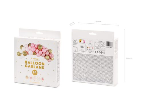 Léggömbfüzér - rózsaszín, 200 cm (1 db / 60 db)