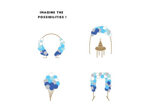 Léggömbfüzér - kék, 200cm (1 pkt / 60 db.)