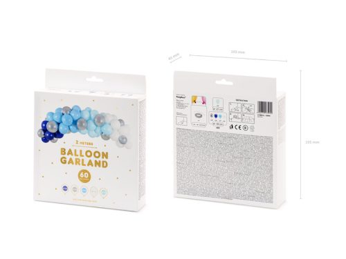 Léggömbfüzér - kék, 200cm (1 pkt / 60 db.)