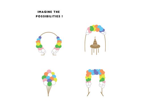 Léggömbfüzér - Szivárvány, 200 cm (1 db / 60 db)