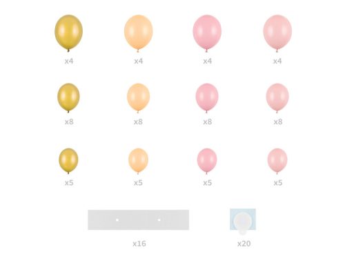 Léggömbfüzér kerettel, rózsaszín, 160 cm