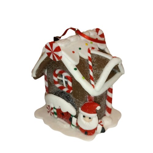 Világító mézeskalács házikó mikulással