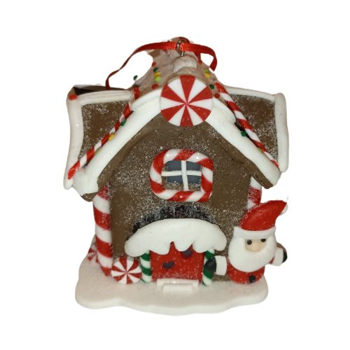 Világító mézeskalács házikó mikulással