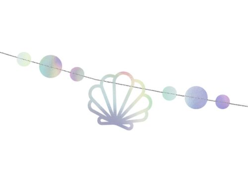 Sellő alakú irizáló papír girland, 1.65 m hosszú