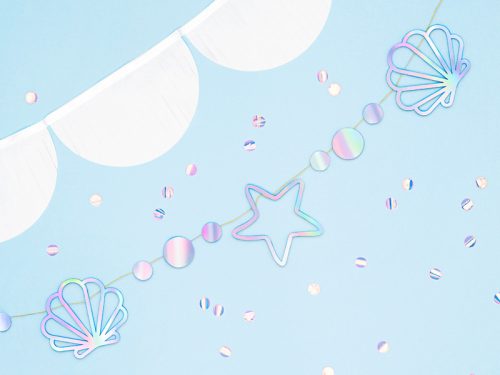 Sellő alakú irizáló papír girland, 1.65 m hosszú