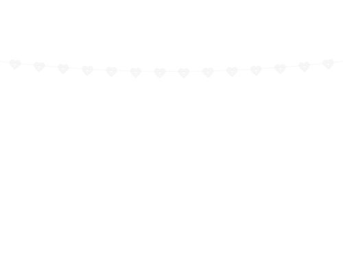 Garland Hearts, fehér, 1,8 m