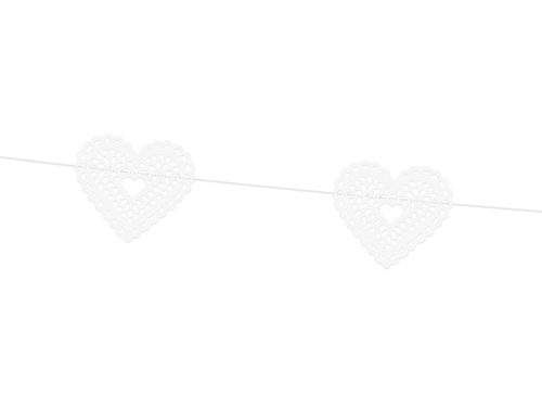Garland Hearts, fehér, 1,8 m