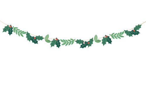Papír fagyöngy girland 1,5 m zöld, DIY dekoráció
