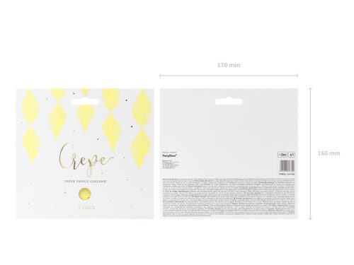 Krepppapír rojtos füzér, sárga, 3m