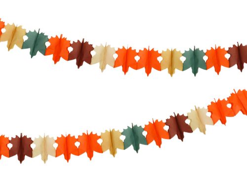 Színes papír levelek girland, 3 méteres dekoráció