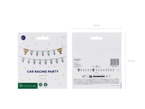 Banner Happy Birthday Trophy Cup, 2,5 m, mix