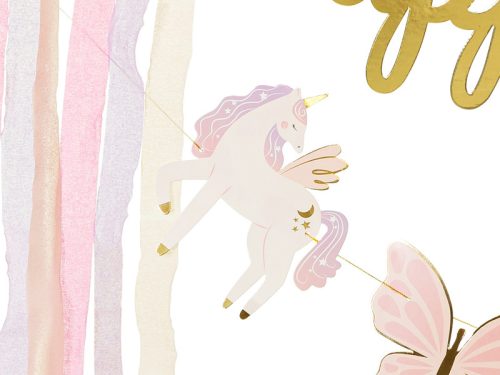 Banner Happy Birthday Unicorns, 230x17.5 cm, mix