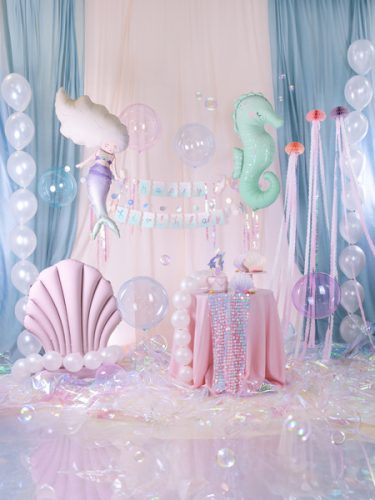 Banner Happy Birthday Mermaid, 130x100cm, mix
