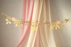 Banner Happy Birthday Flowers, rózsaszín-arany, 1,3 m