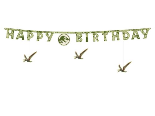 Jurassic World Happy Birthday papír banner, 45x165 cm