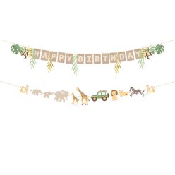Happy Birthday Safari szülinapi banner szett, 180 cm