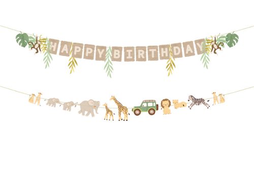 Happy Birthday Safari szülinapi banner szett, 180 cm