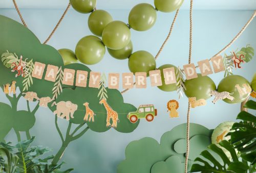 Happy Birthday Safari szülinapi banner szett, 180 cm