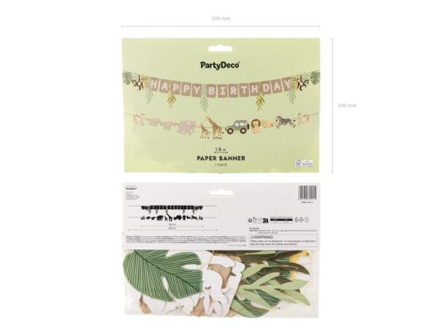 Happy Birthday Safari szülinapi banner szett, 180 cm