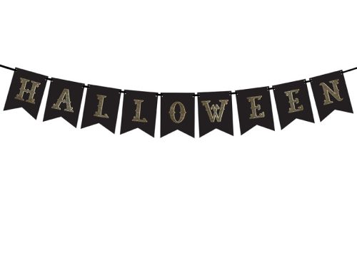 Halloween feliratos fekete - arany füzér