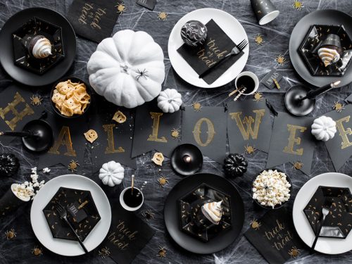 Halloween feliratos fekete - arany füzér