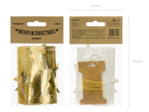 Banner Boldog karácsonyt, arany, 10,5x150 cm