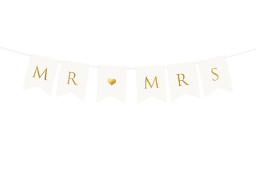 Banner Mr Mrs, fehér, 15 x 85 cm