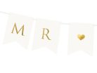 Banner Mr Mrs, fehér, 15 x 85 cm