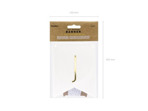 Banner Just Married, fehér, 15 x 155 cm