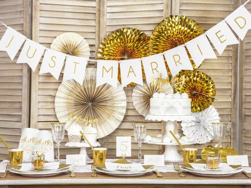 Banner Just Married, fehér, 15 x 155 cm