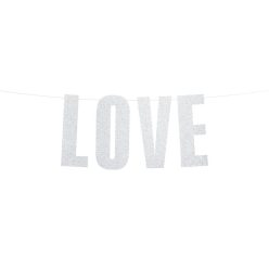Banner Love, ezüst, 21x55cm