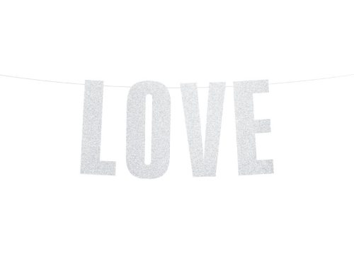 Banner Love, ezüst, 21x55cm