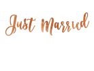 Banner Just Married, rózsaszín arany, 20x77 cm