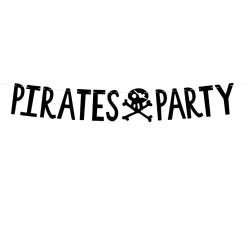 Banner Pirates Party, fekete, 14x100cm