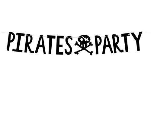 Banner Pirates Party, fekete, 14x100cm