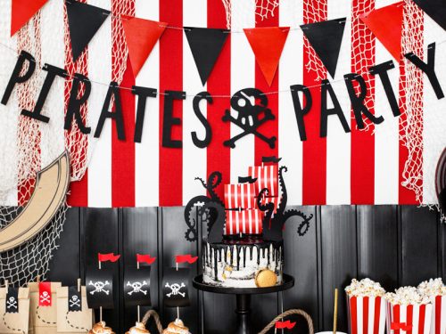 Banner Pirates Party, fekete, 14x100cm