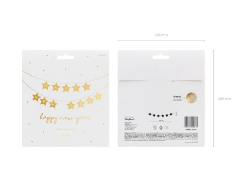 Banner Boldog Új Évet csillagok, 290x17 cm