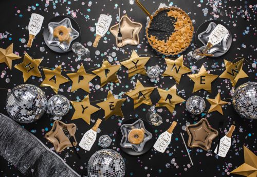 Banner Boldog Új Évet csillagok, 290x17 cm