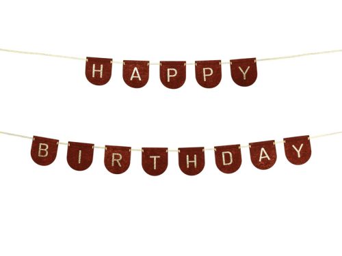 Felt Banner Happy Birthday Boy, Brown, 3m