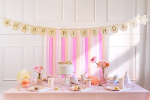 Felt Banner Happy Birthday Girl, Pink, 3m