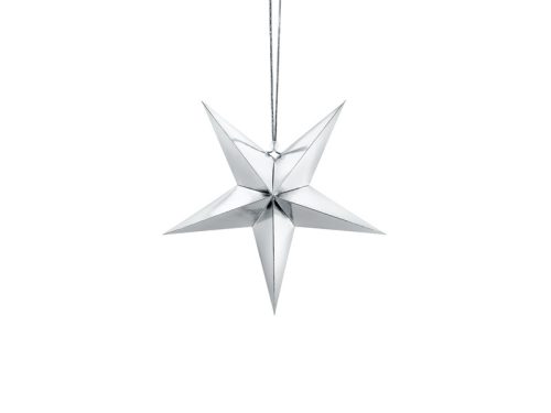 Papír csillag, 30cm, ezüst