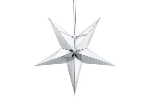 Papír csillag, 45 cm, ezüst