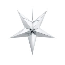Papír csillag, 70cm, ezüst