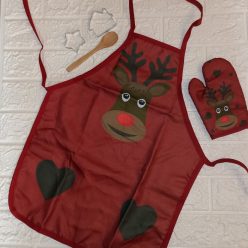   Kötény szett gyerekeknek karácsonyi mintával - rudolf mintás