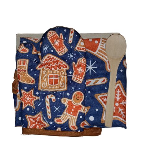 Kötény szett gyerekeknek karácsonyi mintával - mézeskalács mintákkal