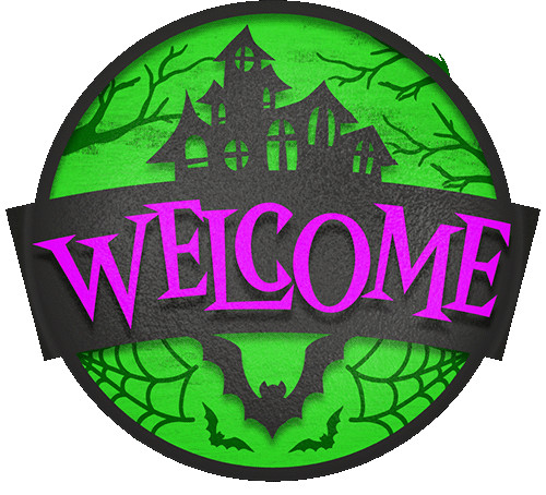 Welcome - kísértetház mintás halloweeni ajtókopogtató natúr alap