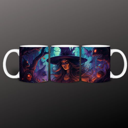 Boszorkányos halloweeni bögre